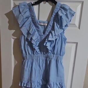 Endless Rose Blue Ruffled Smocked Sundress